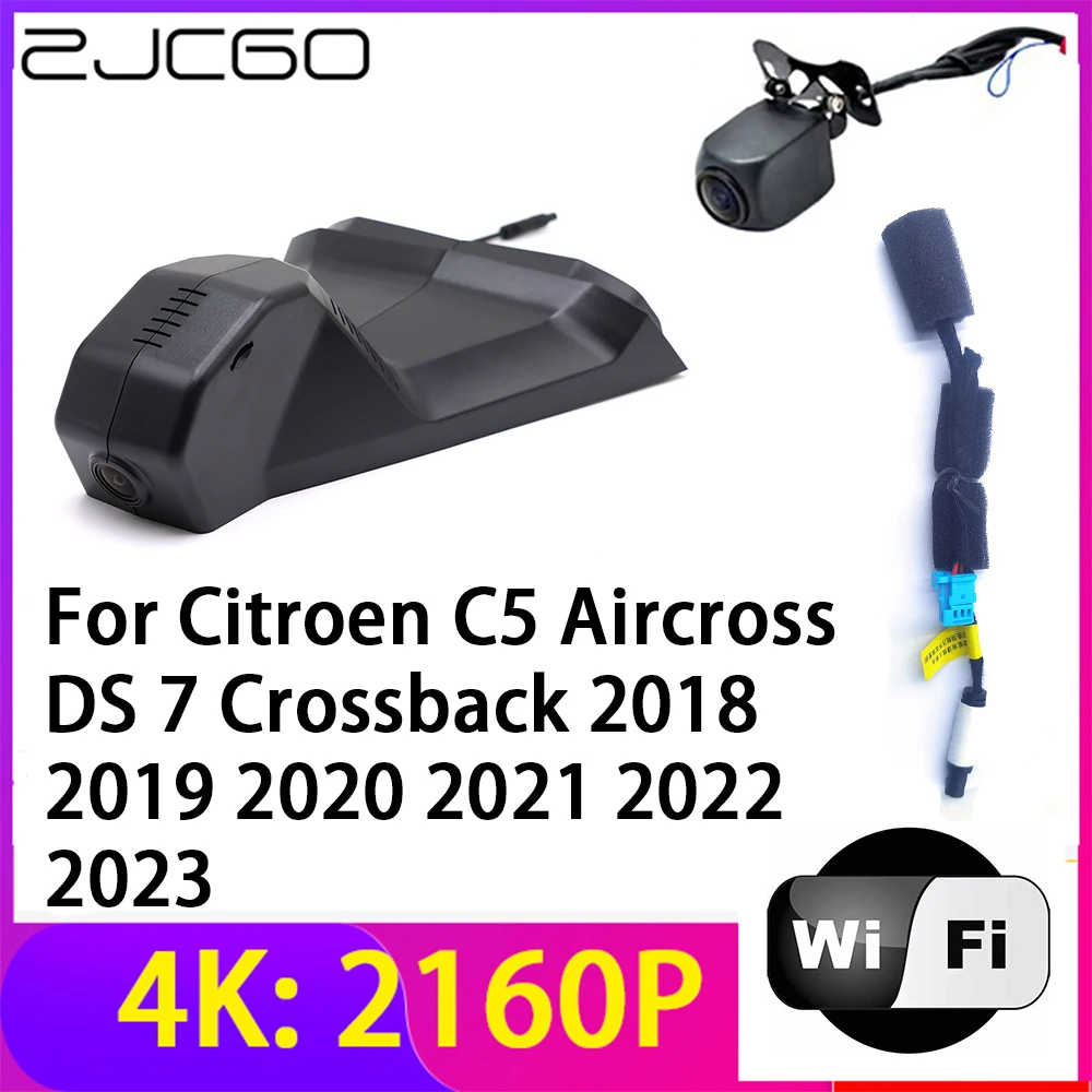 ZJCGO 4K 2160P Dash Cam Car DVR Camera 2 Lens Recorder Wifi Night Vision for Citroen C5 Aircross DS 7 Crossback 2018~2023