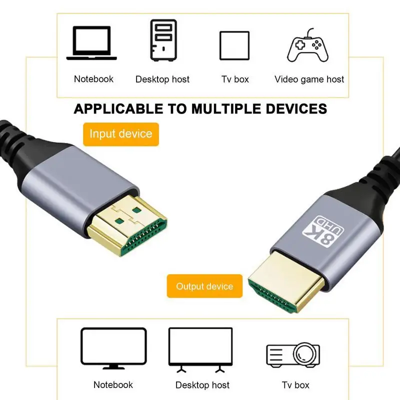 HDMIs 2.1 Cable 8K 48Gbs High Speed HDMIs Digital Cable For HDR10 Switch PS4/5 TV Box HDMIs 2.1 Splitter Cable