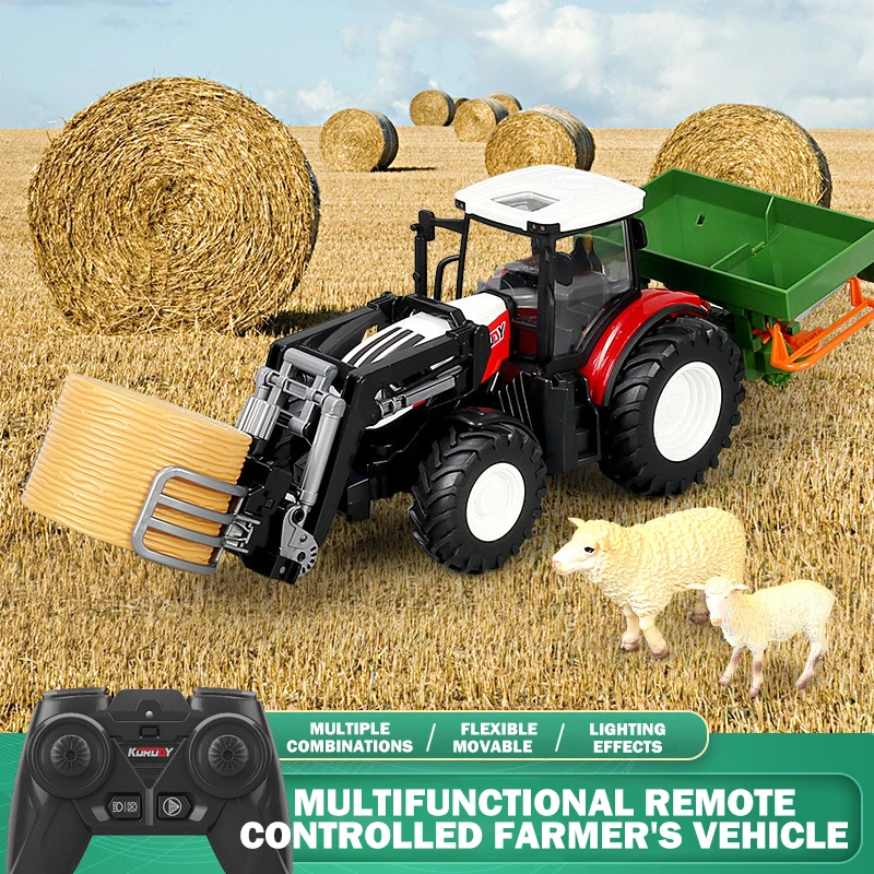 THELINK-Controle Remoto Trator Agrícola Brinquedos, RC Farmer Cars, Modelo Animal, Ferramenta Agrícola, Conjuntos de DIY, Presentes Infantis, 2.4Ghz, Escala 1:24