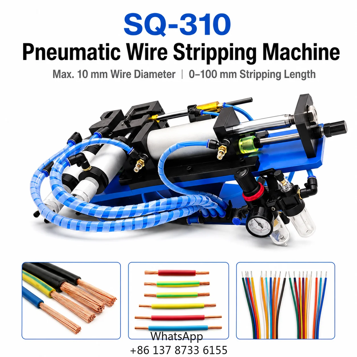 Duty Pneumatic Wire Stripping Machine 0-100 Mm Length 10 Mm Diameter Outer Jacket Stripping Power Cord Multi-Core Cable Qilin