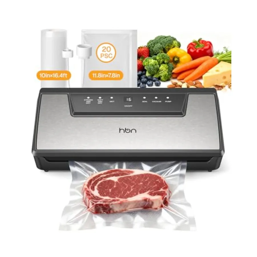 

Vacuum Sealer for Food Vacuum Sealer Machine SUS Stainless Steel Food Sealer Built-in Cutter and Bag Storage Countertop Vacuum