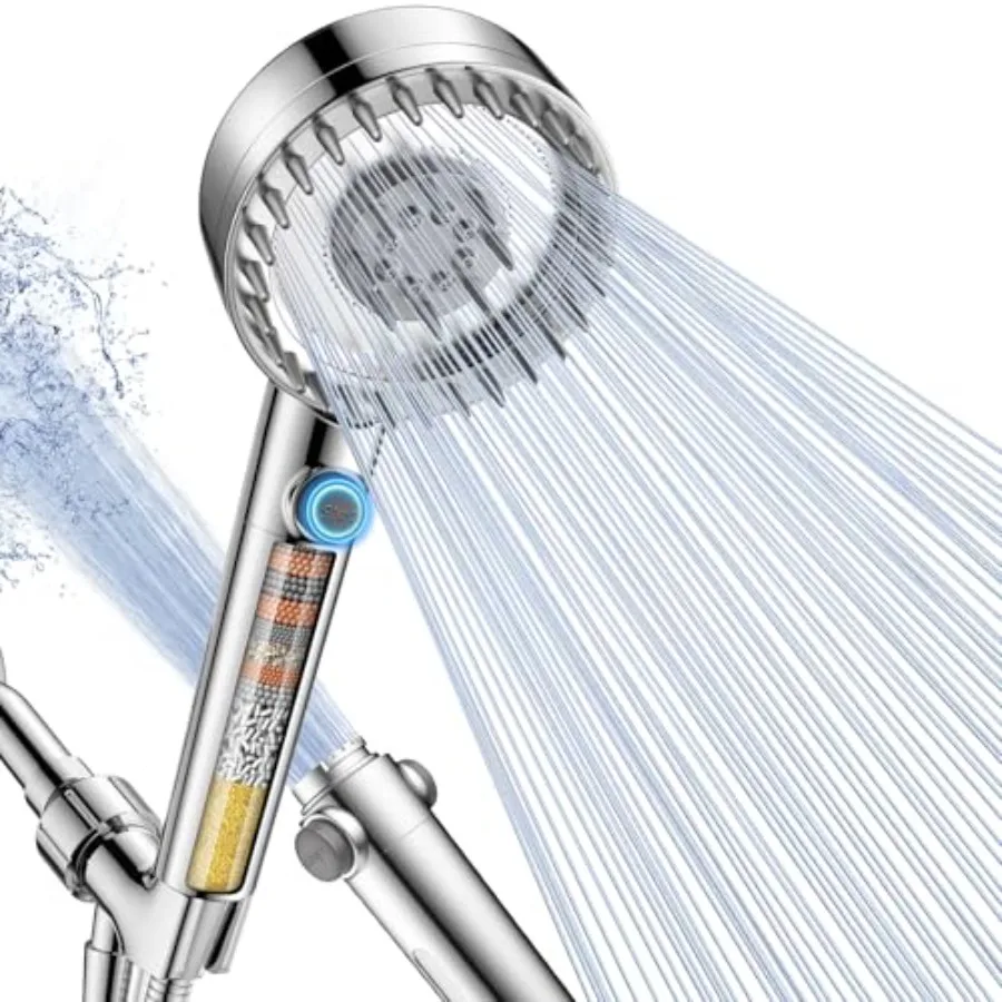 

Ion Drops Filtered Shower Head with Handheld High Pressure 4 Spray Mode Showerhead with Filters for Hard Water Softener Handhel