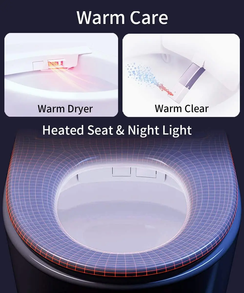 DP7 Smart Toilet with Bidet Built in,Auto Open/Close,Heated Seat,Automatic Flush Bidet Toilet,Night Light