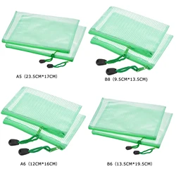 6Pcs Waterproof PVC Mesh Zipper Pouch A5/A6/B6/B8 Size File Document Pockets Bill Bags Folders for Office Home Stationery Supply