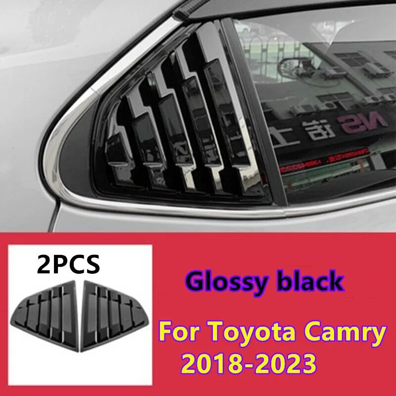 

For Toyota Camry 2018-2023 Bright Black Window Louvers Rear Vent Cover Trim 2PCS