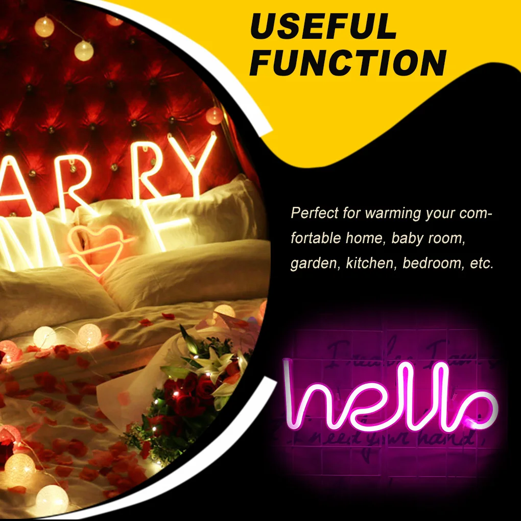 USB 야간 램프 사랑스러운 벽걸이 조명 장식 조명 안녕하세요 따뜻한 색상