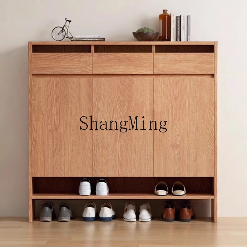 

SM solid wood shoe cabinet household storage door cabinet advanced storage locker