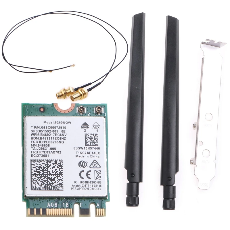 

8265NGW Dual Band WiFi Card 802.11ac ax Wireless NGFF for M.2 2230 WiFi Card Adapter BT 4.2 for Windows 1