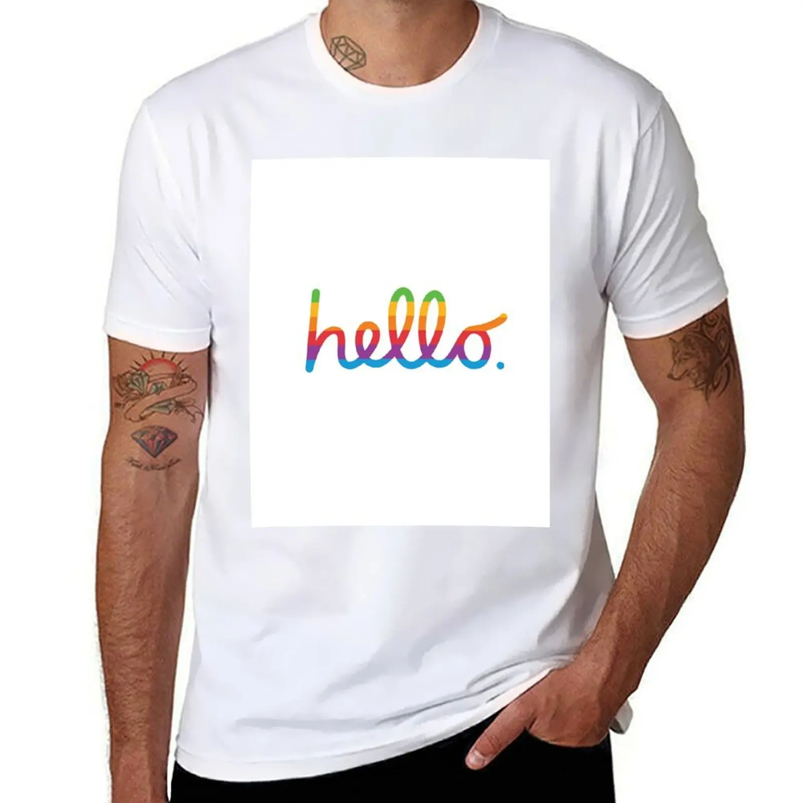 

Hello Lisa Rainbow T-Shirt man t shirt cotton high quality t shirt custom print T-Shirt