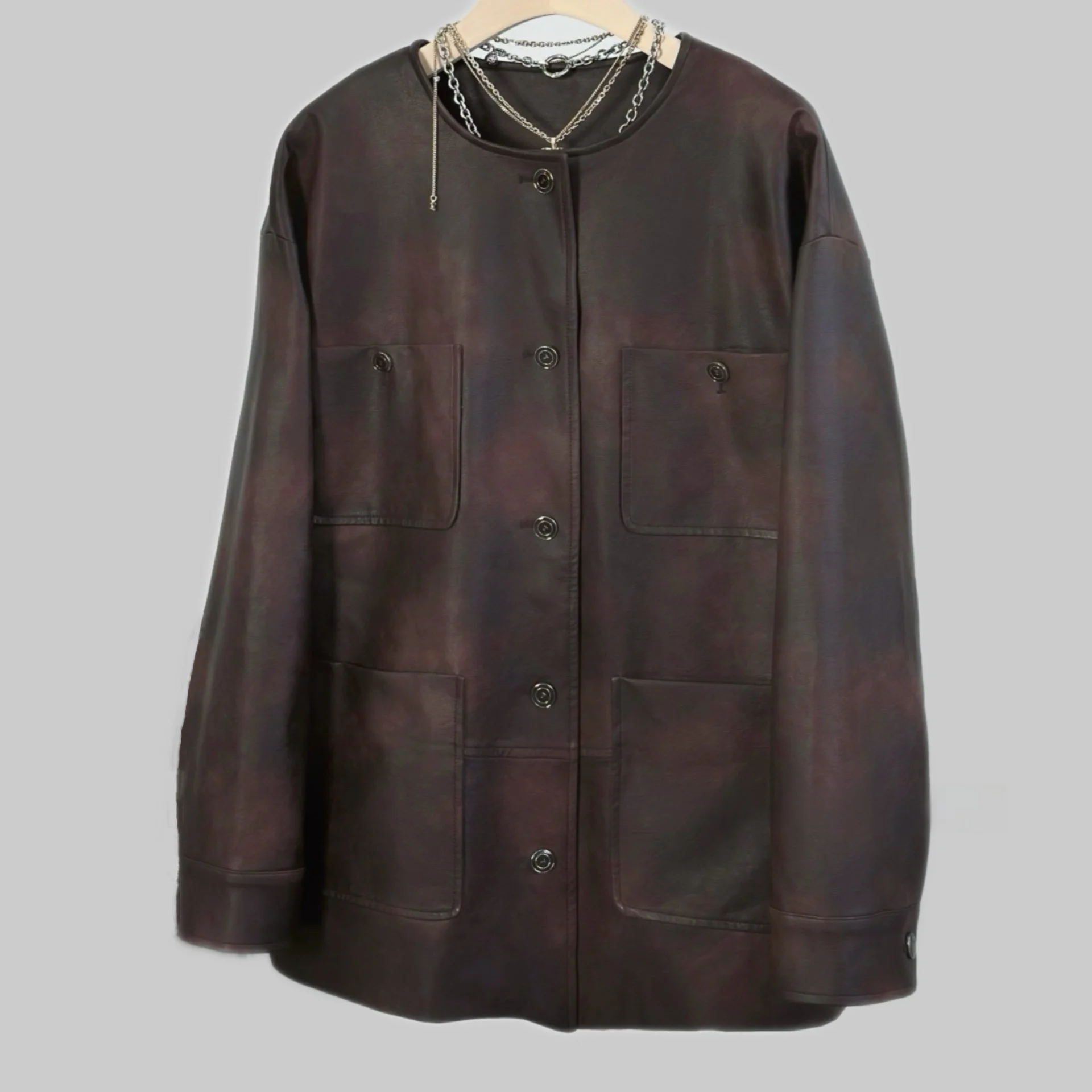 جبنة الليمون عادية TIM25 الخريف فضفاضة تناسب زر حتى جولة Ne منتصف طول Jaet ملابس خارجية للنساء تخفيف Sle طويل Sve #3