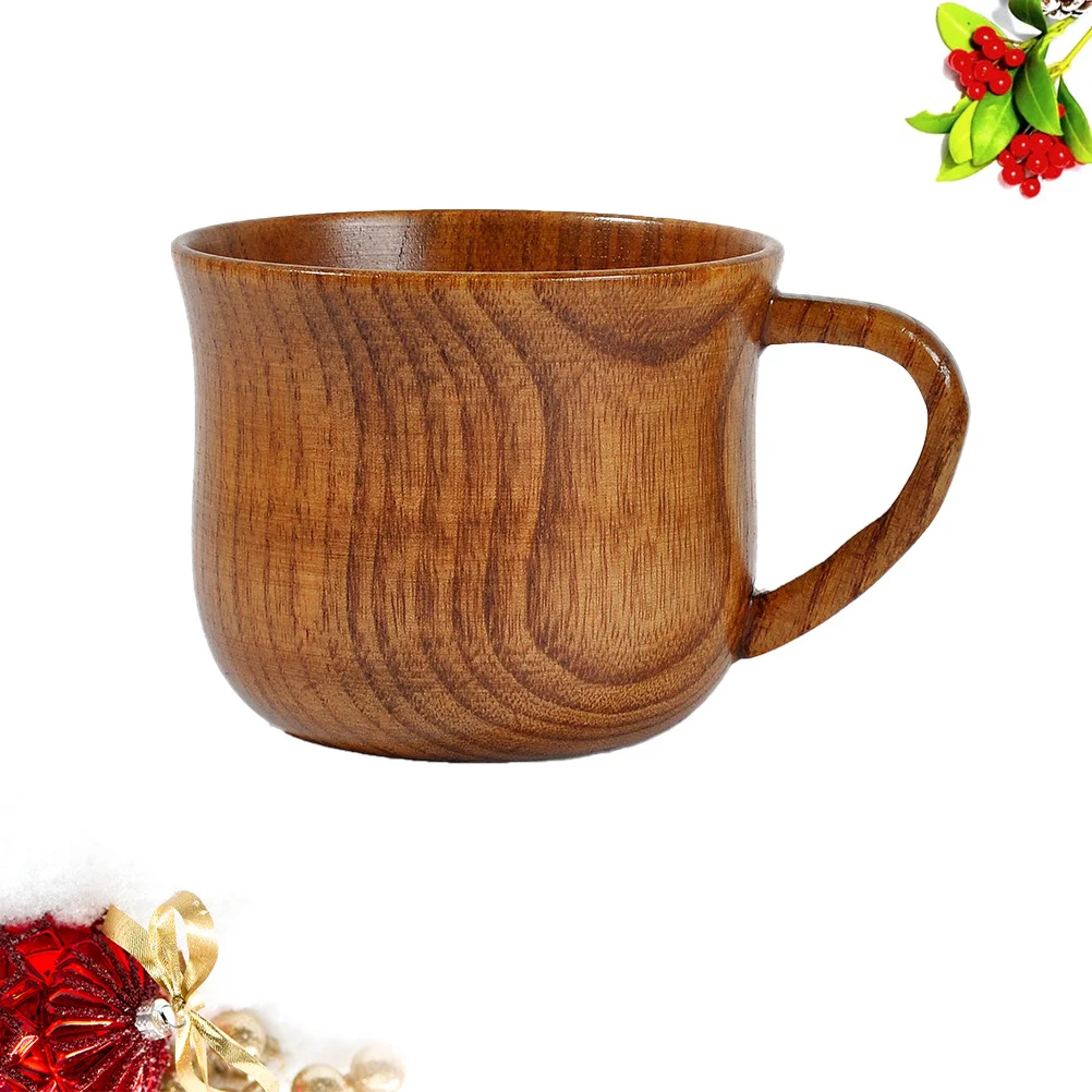 

Jujube Wood Cup Natural Wooden Water Mug Reusable Eco-Friendly Drinkware With Handle For Tea Coffee Beer Home Bar Cafe