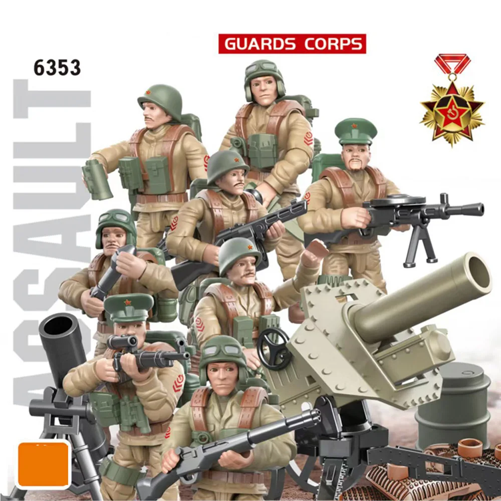 Ww2 Military Soviet Union Guards Corps Batisbrick Mega Building Block World War Army Forces Action Figures Weapon Brick Toys