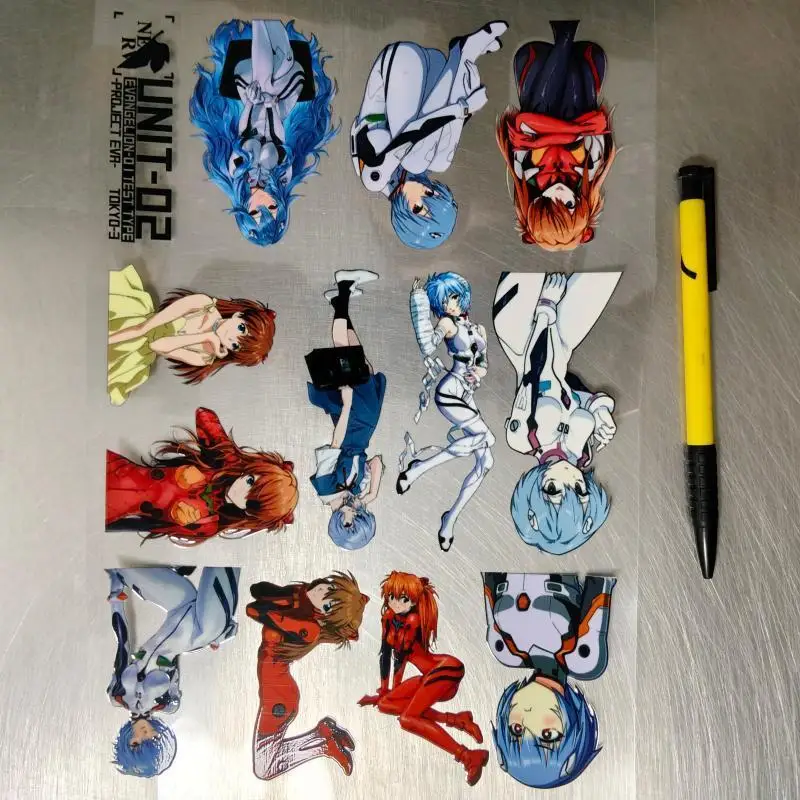 Novo Adesivo de Cristal do Anime Neon Genesis Evangelion Ayanami Asuka para Celular e Tablet com Impressão por Transferência, Artigos Relacionados