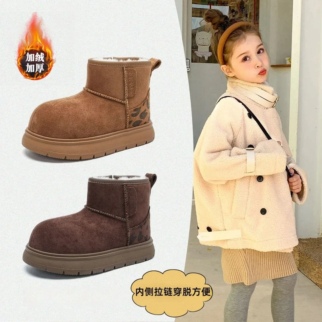 

Зимние детские короткие плюшевые теплые зимние ботинки, повседневная обувь, новые замшевые ботильоны «Челси» на плоской подошве, обувь на платформе для мальчиков и девочек, Botas