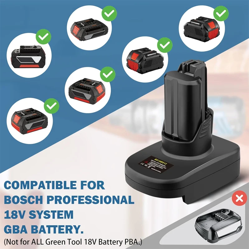 Adapter akumulatora ZWINCKY do akumulatorów litowych Bosch 18V GBA do konwertera narzędzi akumulatorowych Bosch 12V litowych GBA — zdjęcie produktu 2