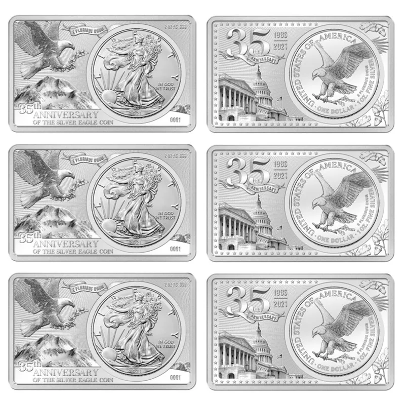 

Non-magnetic American Eagle Silver Bar 2oz USA Liberty Silver Bar Coin the 35th Edition Eagle Silver Block