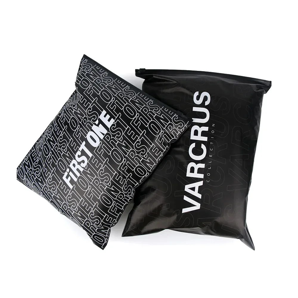 Cierre de cremallera de polietileno con estampado mate personalizado, bolsa de embalaje de plástico negro esmerilado para ropa, vestido, IDreamPack