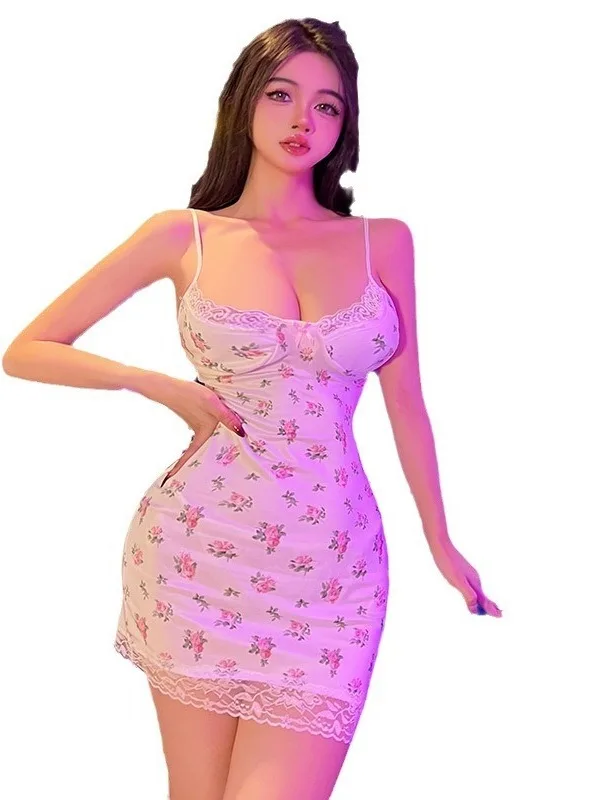 Moda exótica verão roupas femininas 2024 novo estilo cinta impressa padrão de renda doce, fresco, bonito estilo menina vestido elegante 8ykv