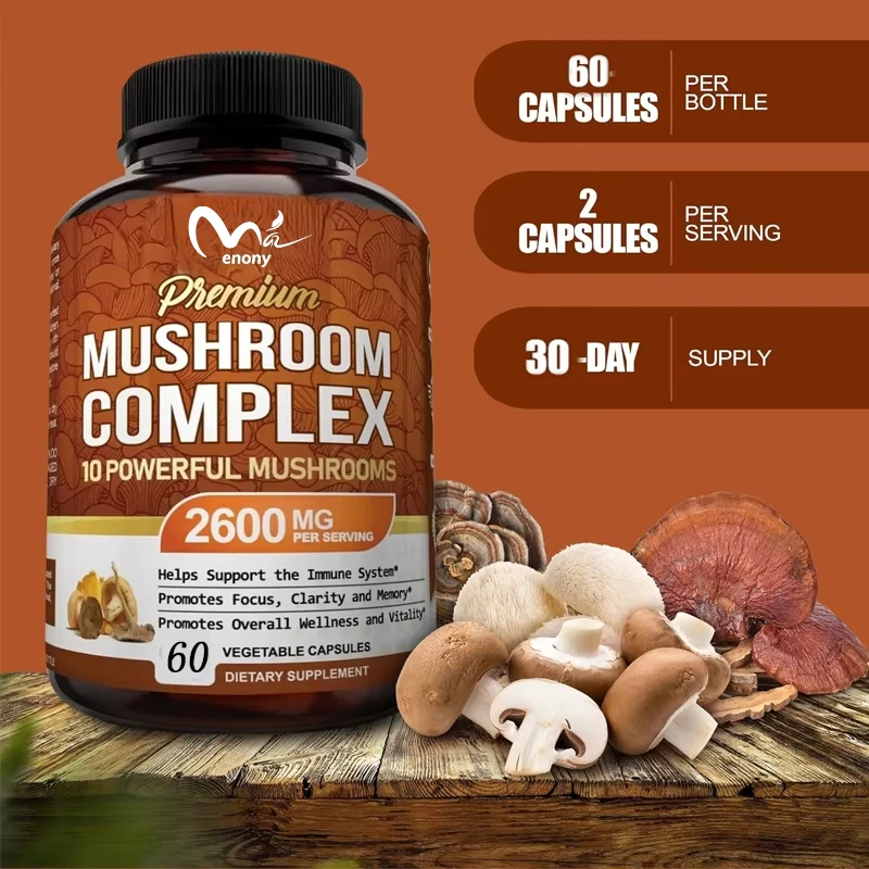 

10 types of mushroom mixture vegetarian capsules - Ganoderma lucidum, lion mane, cordyceps sinensis, birch mushroom, etc