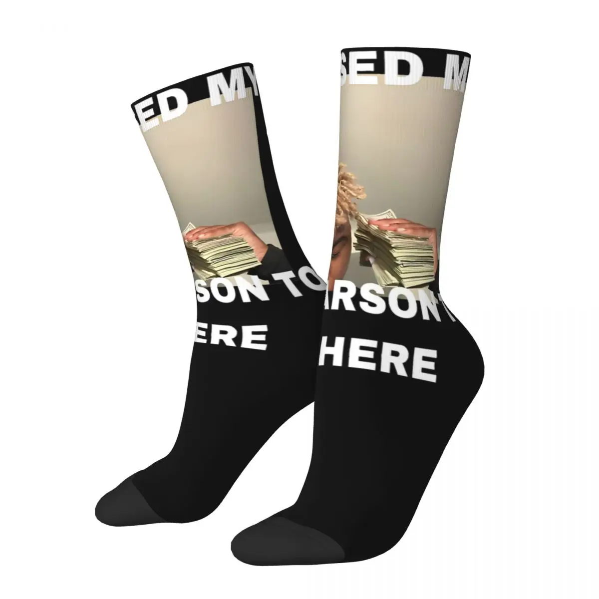 I Paused My Ken Carson To Be Here Design Theme Crew Socks Accessories for Unisex Non-slip Sock