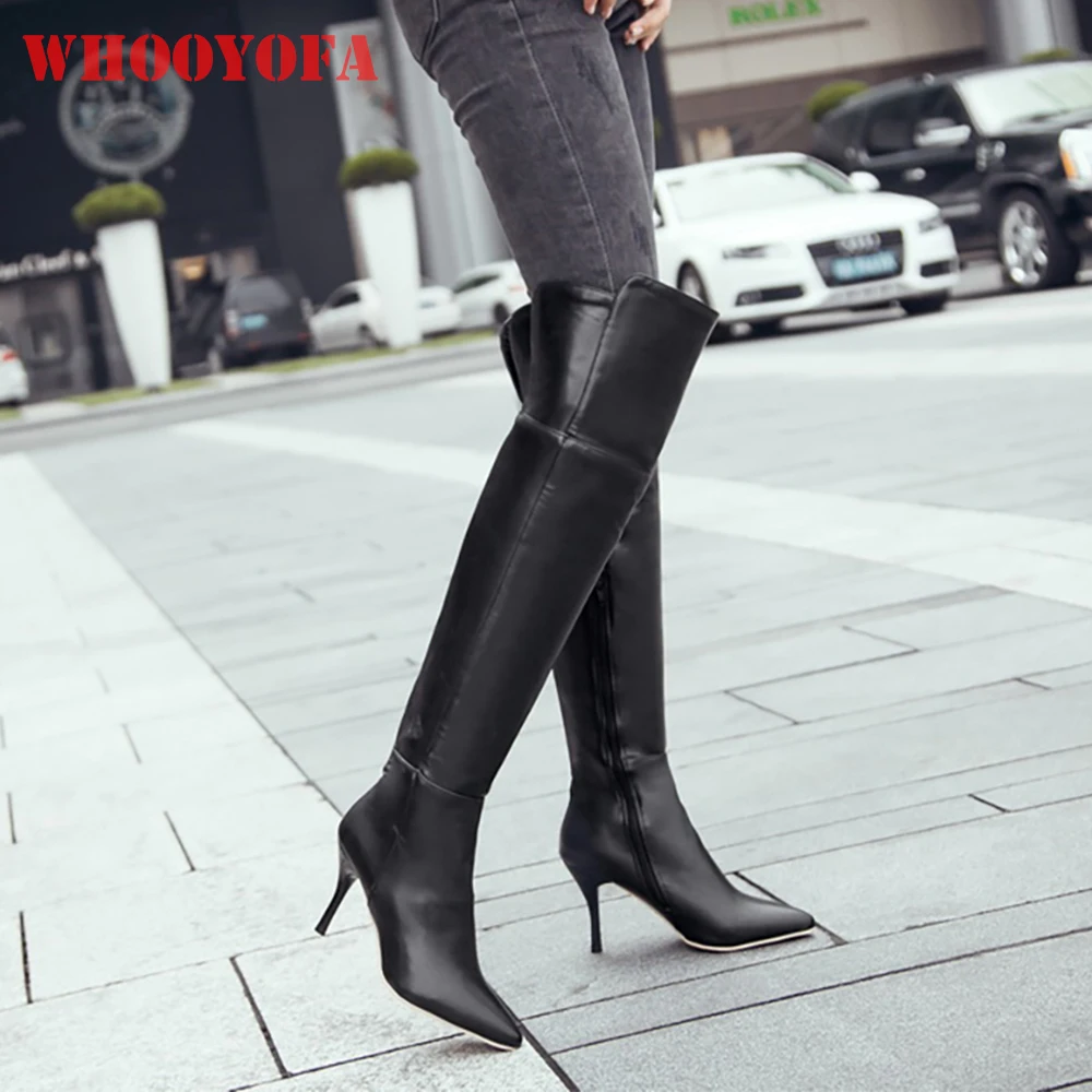 

Winter New Mature Black Brown Women Thigh High Boots Hot High Stiletto Heels Lady Nude Shoes Plus Big Small size 10 32 43 45