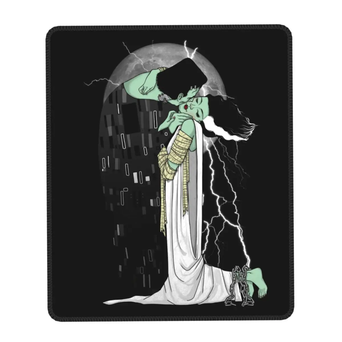 The Kiss By Bride Of Frankenstein Mouse Pad Square Anti-Slip Rubber Mousepad for Gaming Office Laptop Computer PC Desk Mat