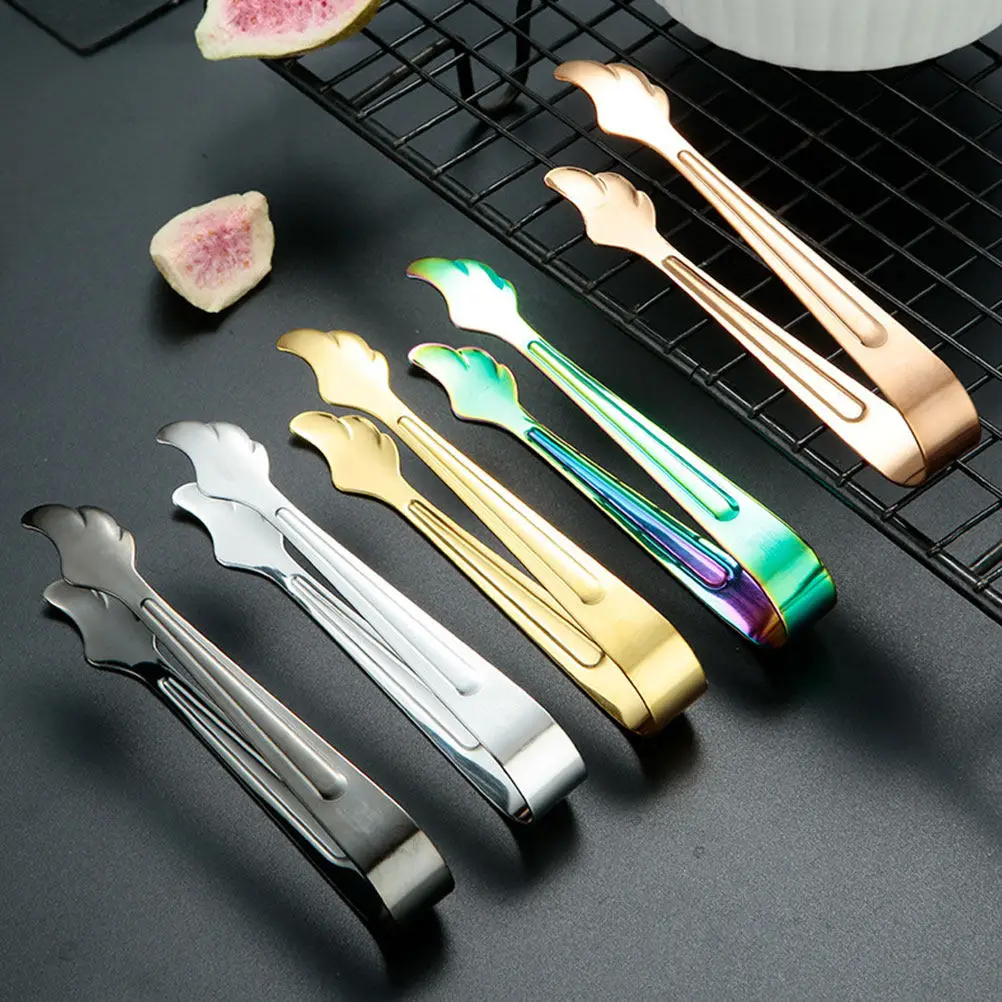 

5Pcs Stainless Steel Food Tongs Multi-Function Sugar Clip Kitchen Bbq Ice Cube Bread Toast Serving Tongs Grill Accessory