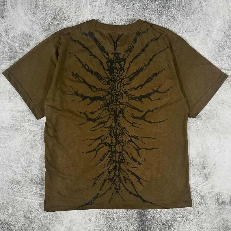Men Gothic Skeleton Print T shirt With Crew Neck Loose Shirt 2000s Clothing Couple Top Versatile Retro Pop Street Hip Hop image 3