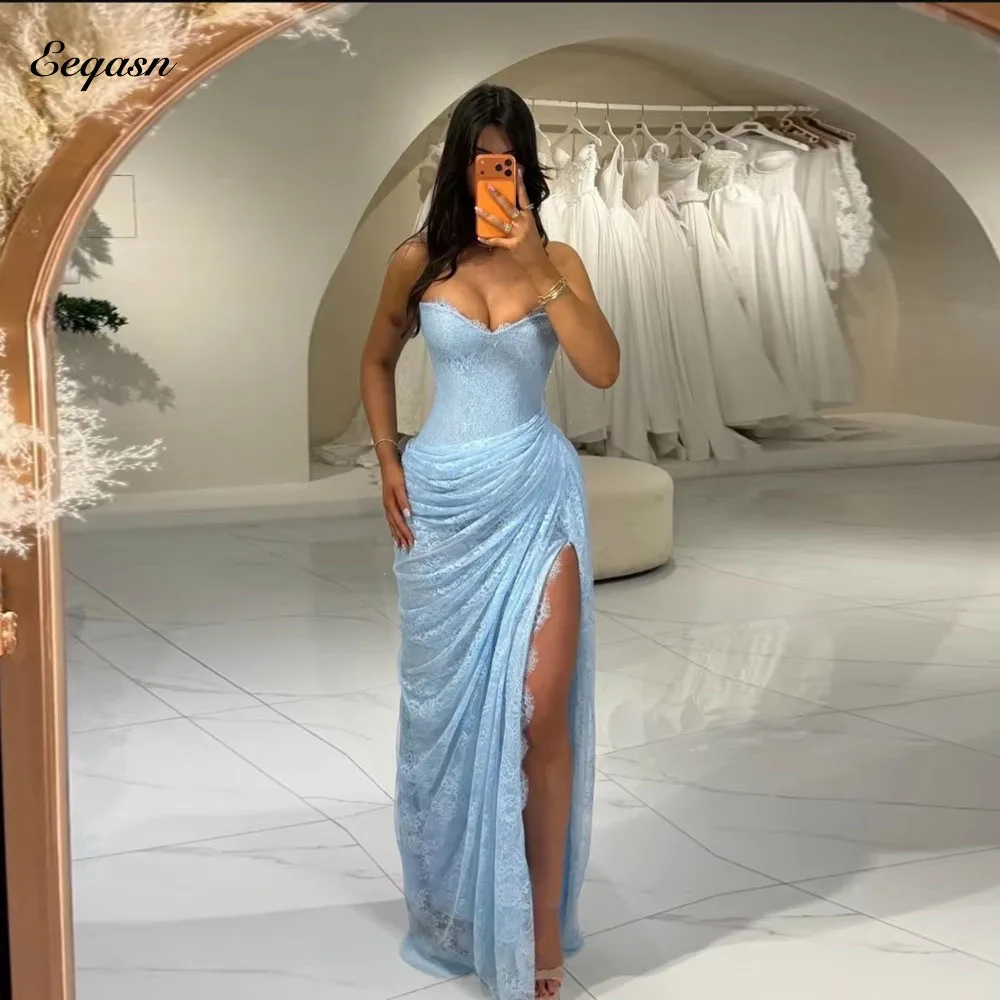 Eeqasn Customized Lace Light Blue Evening Dresses Luxury Party Dresse for Wedding Woman Ball Gown Maxi Dress Prom Gown 2026