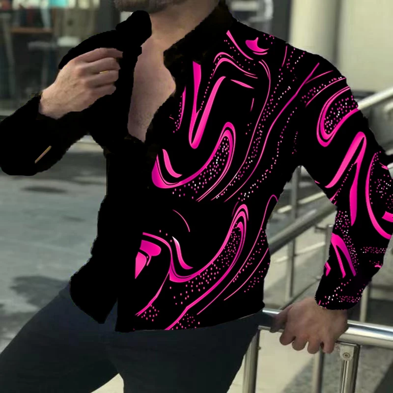 Animal Men\'s Long Sleeve Shirt Comfortable Streetwear for Spring and Fall retro printed long sleeve shirt Stylish lapel shirt