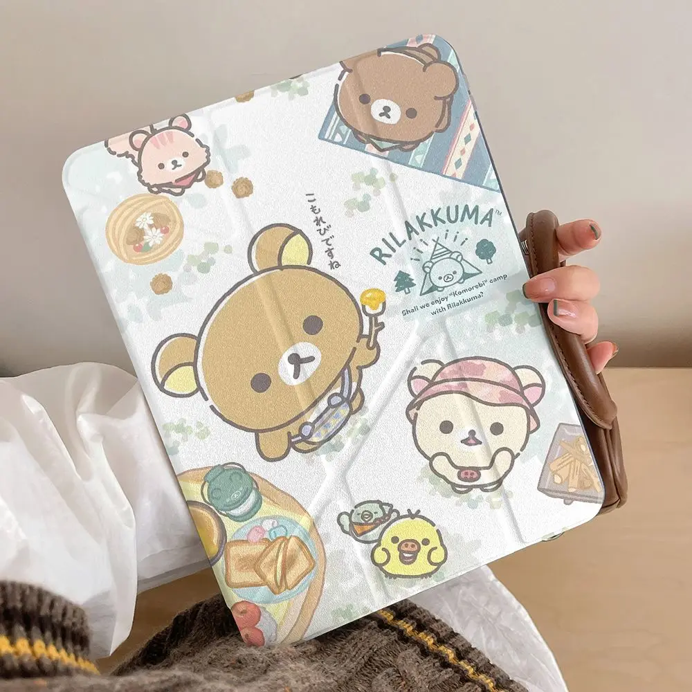 

Kawaii Rilakkuma Apple IPad 11 Tablet Shell Air7/6 Protective Cover Pro with Pen Slot 5/4 Cartoon 9/8 Folding Girl's Gifts Toys