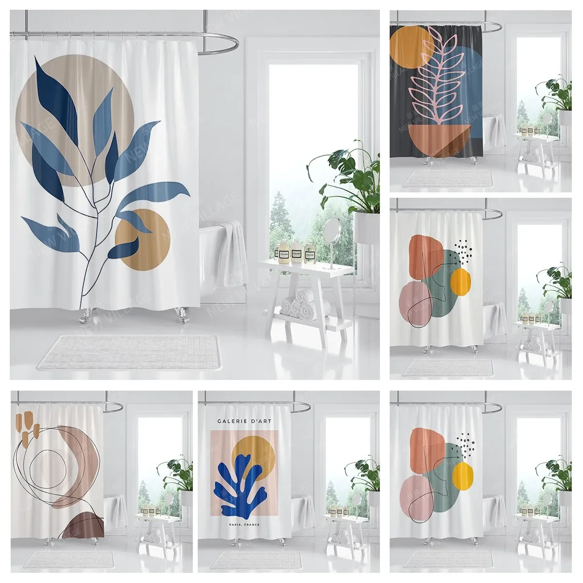 home shower curtains for bathroom Morandi lines and flowers waterproof fabric bathroom Curtains modern shower curtain 180x200