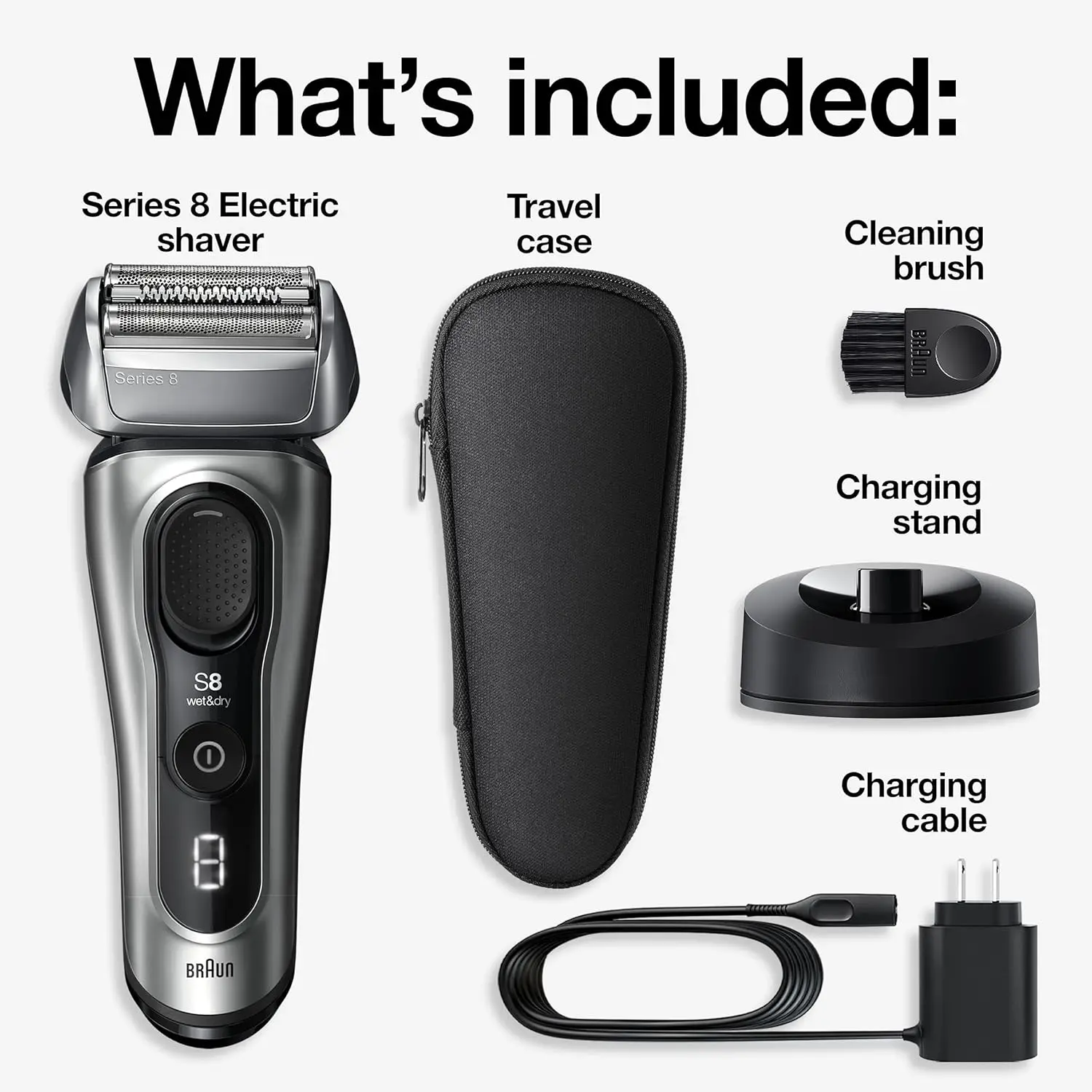 Braun Series 8 8560cc Electric Razor for Men, 4+1 Shaving Elements & Precision Long Hair Trimmer, 5in1 SmartCare Center