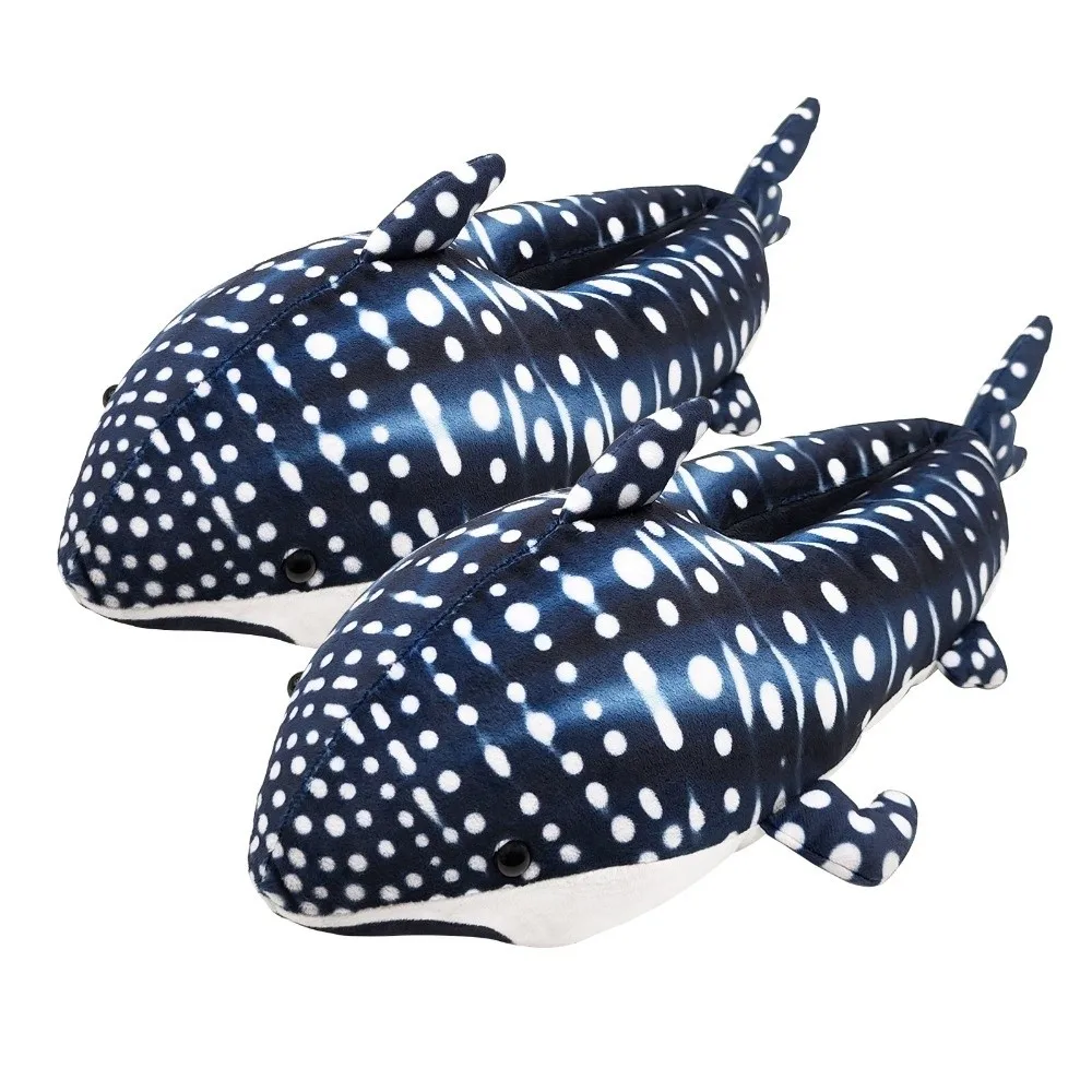 Klapki Rekin Wieloryb EVA, Gruba Podeszwa, Kreatywne Pluszowe Klapki Rekin, Miękkie, Przytulne, Zimowe, Puszyste Kapcie Damskie