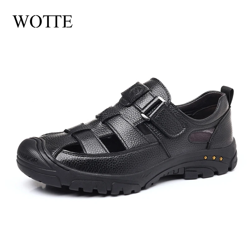 

Leather Men Sandals Summer Shoes 2024 New Plus Size Mens Sandals Fashion Casual Outdoor Beach Slippers Breathable Wading Shoes