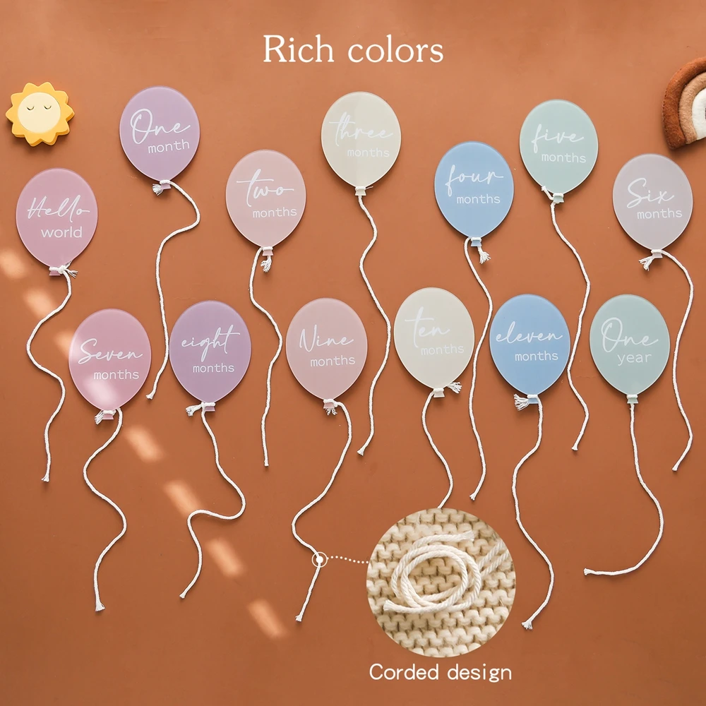 13個のアクリルバルーンベビーマイルストーン、1~11ヶ月の - Baby Nursery Age のレビューと価格