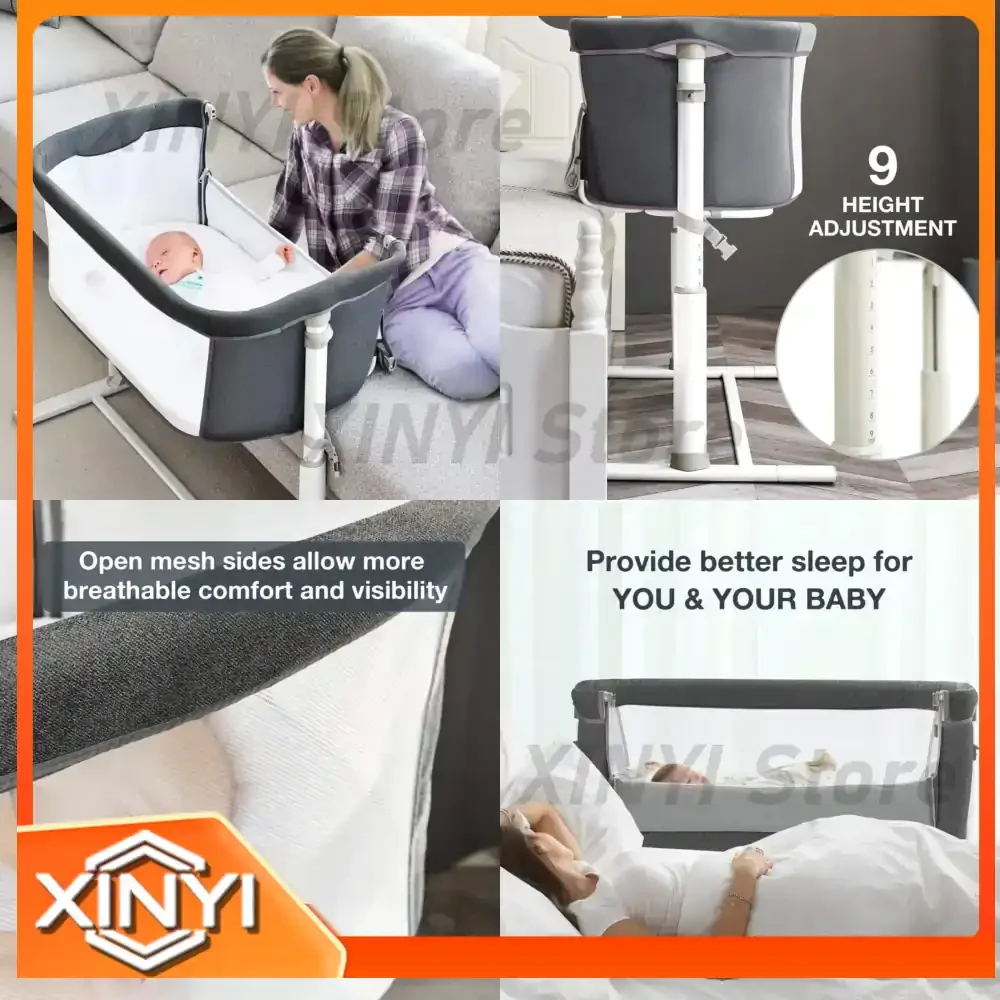 Neugeborenen-Babybett Wiege für Säuglinge und Kleinkinder Hochwertiges Luxus-Babybett mit Baldachin Tragbar Faltbar