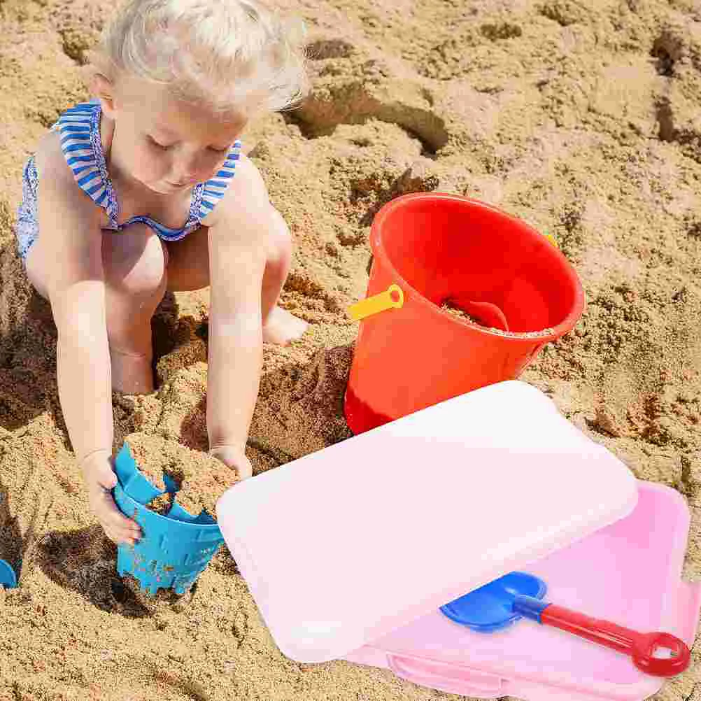 2 Pcs Beach Toys Kids Sand Table Storage Box Handheld Sandbox Tray Large Plaything Pink Child