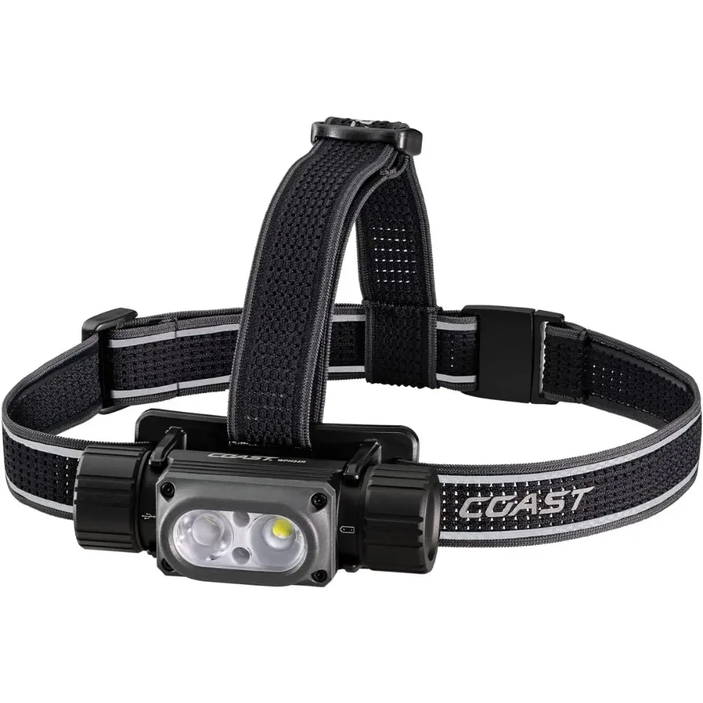 

2000 Lumen Waterproof IP68 USB Rechargeable Headlamp, 6 Modes with Spot and Flood Beams, Black/Grey