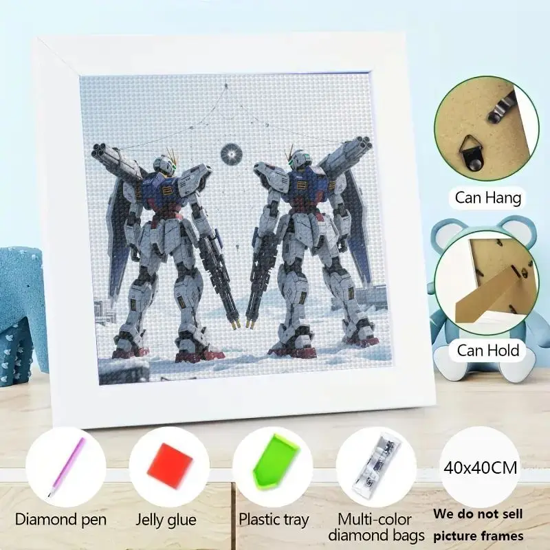 

1 шт., набор для алмазной живописи «сделай сам», 5D, полная дрель, два футуристических роботов-меха, воинов, искусство, 40x40 см, научно-фантастическое аниме, боевая машина, алмаз