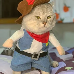 Funny Cat Clothes Halloween Cosplay Cowboy Pet Costume For Small Medium Dogs Cats Novelty Kitten Puppy Party Dress Up Outfits