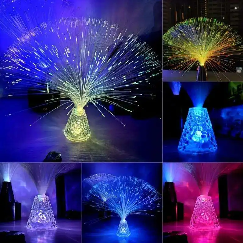 

7 Color LED Fiber Optic Lamp Multicolor Star Sky Light for Holiday Wedding Centerpiece Optic Fiber LED Night Lighting Decor Lamp