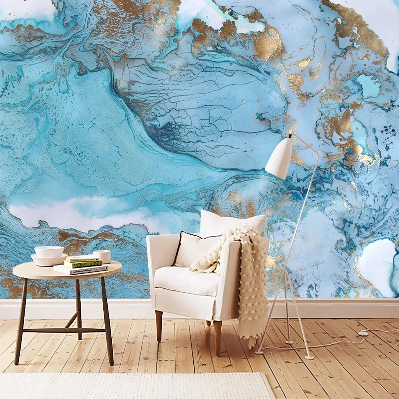 Customized Modern Abstract 3D Blue Landscape Clouds Mist Splash Ink Mural Living room TV background bedroom restaurant Wallpaper