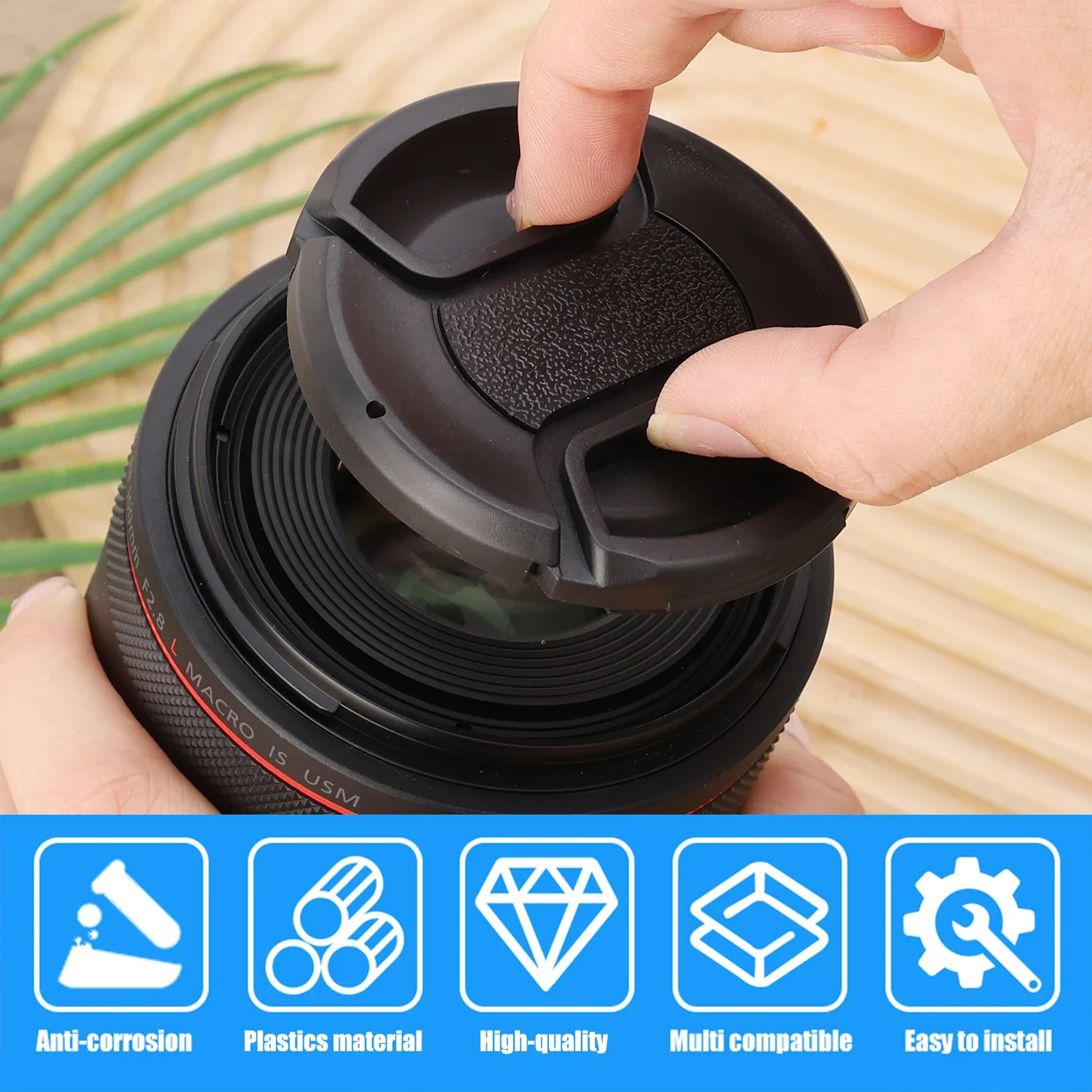 49 مللي متر 52 مللي متر 55 مللي متر 58 مللي متر 62 مللي متر مكافحة خسر غطاء عدسة الكاميرا لكانون نيكون سوني فوجي لوميكس DSLR غطاء لين مع حبل معلق