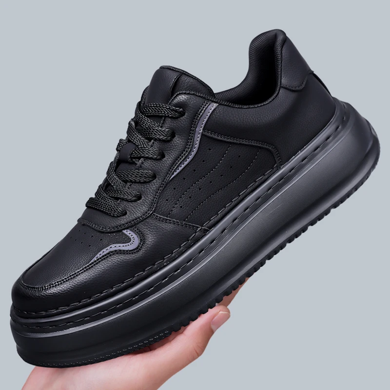 

Новые повседневные мужские туфли на толстой подошве, роскошные и высококачественные уличные модные уличные удобные кожаные туфли для молодых людей