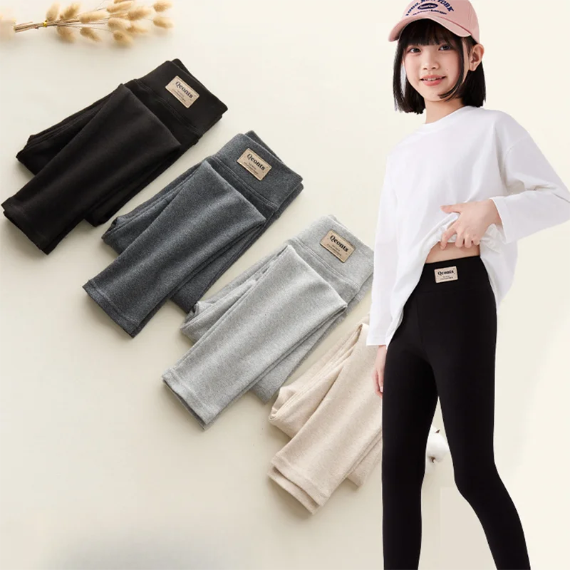 

Spring Autumn Girls Clothes Cotton Leggings High Waist Pants Kids' Outerwear Trousers 4-10Y Children Clothing