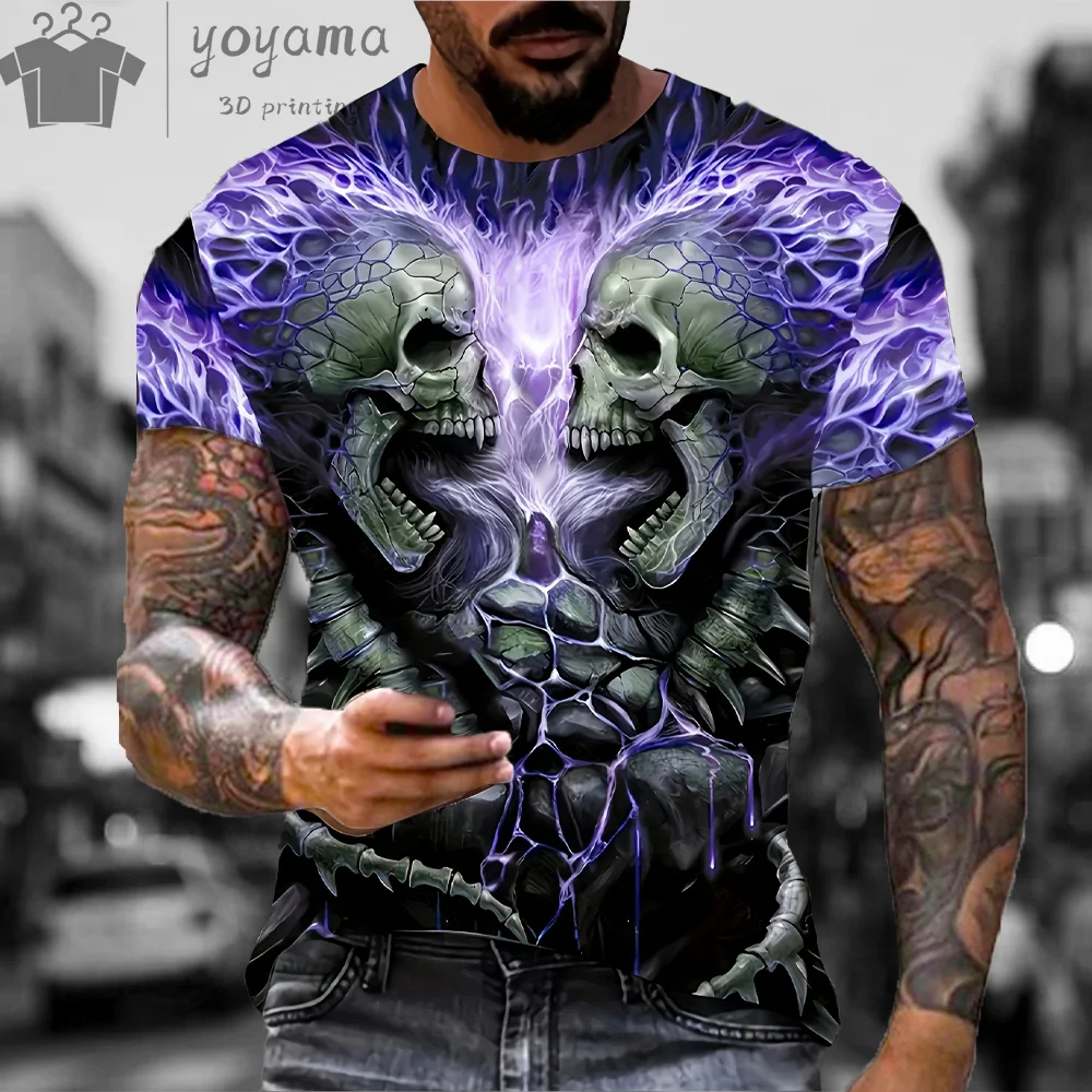 Skull Print Clothes Men Funny T-Shirt 3D Print Men\'s Summer Clothes Men T Shirts High Quality Short Sleeve Tee Skull Graphic Top