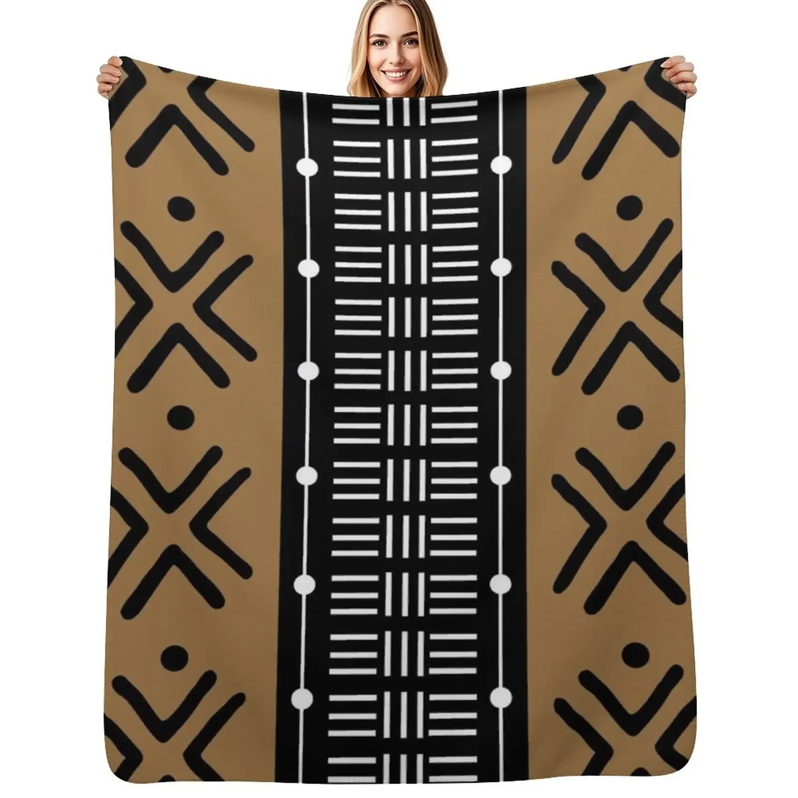 

Tan African Tribal Mud Cloth Pattern Throw Blanket sofa bed Flannels christmas decoration For Decorative Sofa Blanket