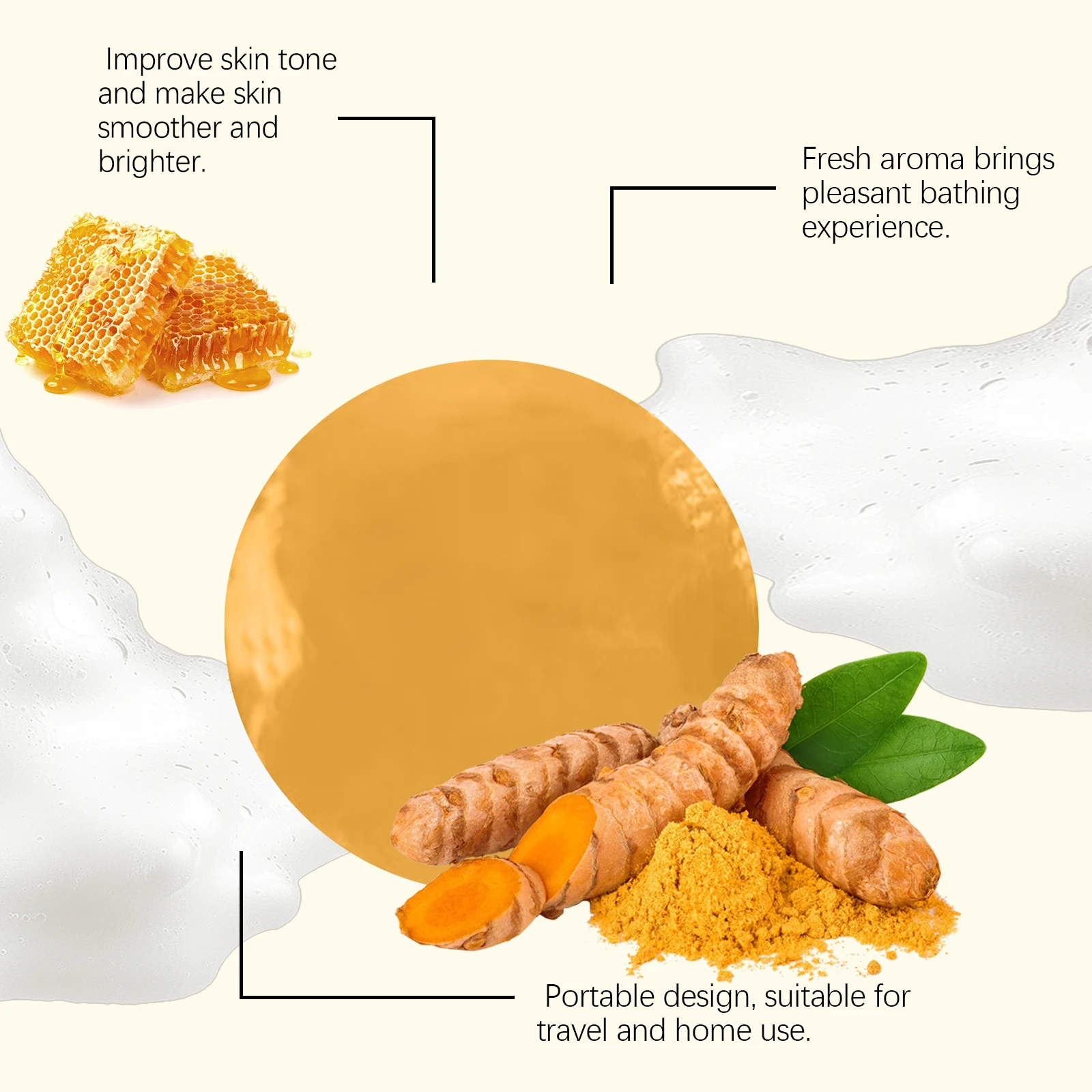 Savon au curcuma naturel fait à la main, 100g, soins pour le visage, beauté, nettoyage du corps, éclaircissant, aisselles, jambes, soins pour la peau