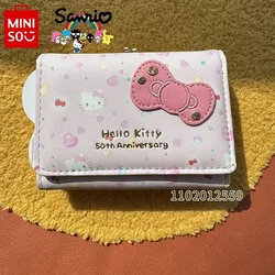 MINISO Hello Kitty nueva cartera para mujer marca de lujo monedero Original para mujer dibujos animados lindo plegable moda Mini monedero para chica